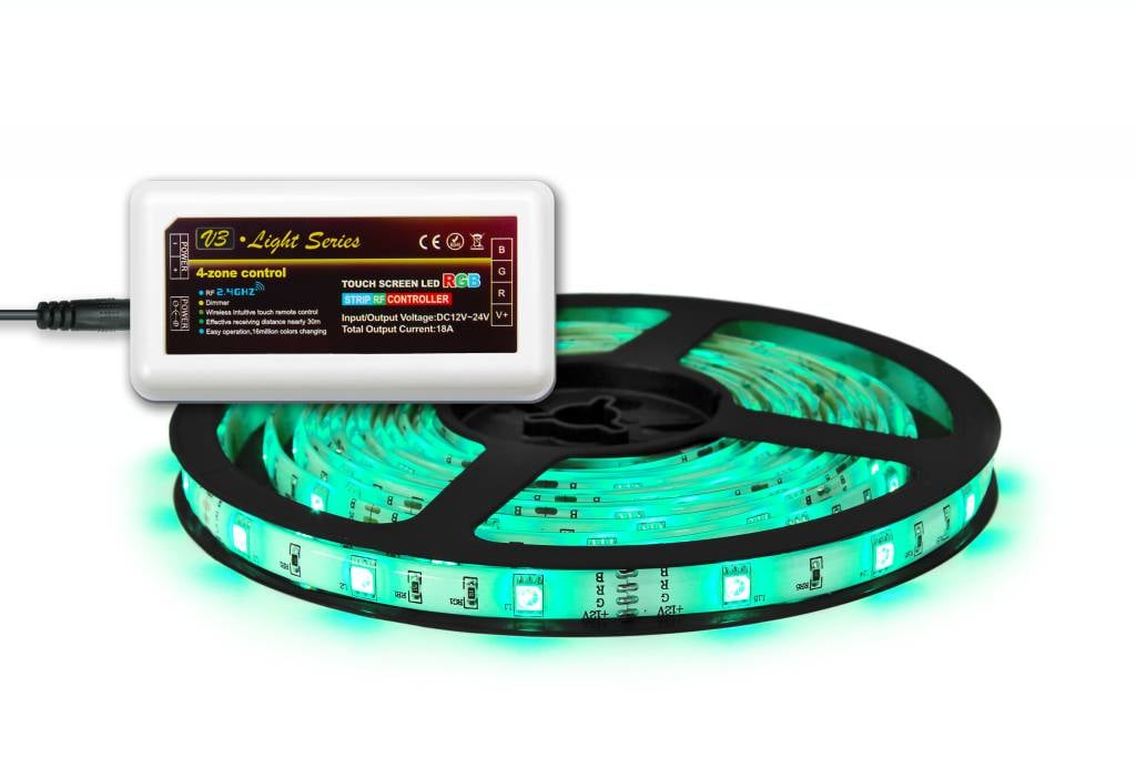RGB LED strip 5M,150 leds, via Wifi & RF te bedienen (uitbreiding)