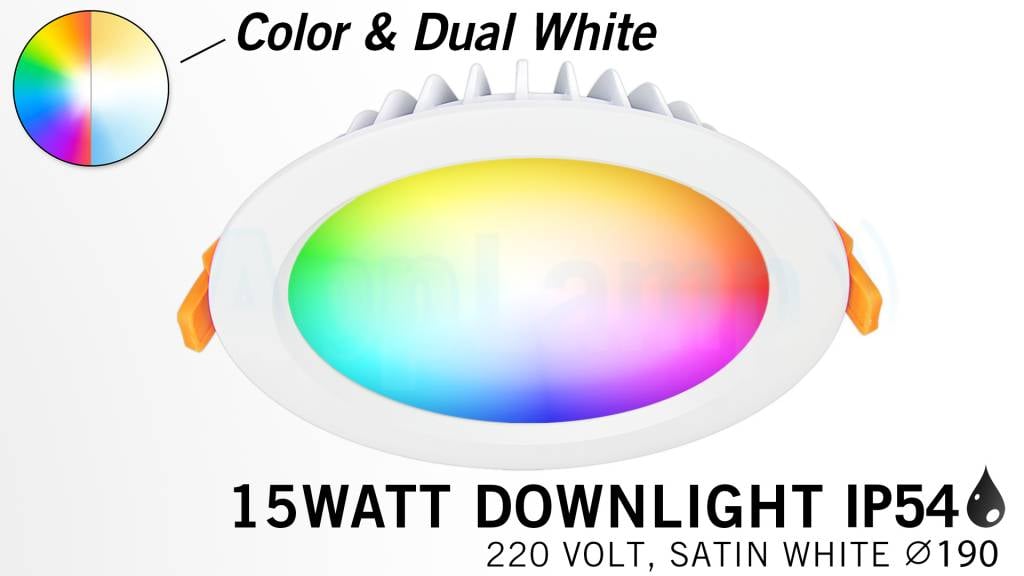 RGB kleur + Dual White 15 Watt LED Waterproof inbouwspot, Losse spot zonder remote.