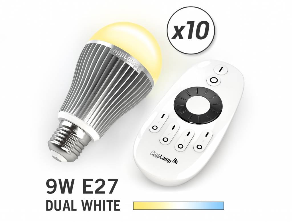 AppLamp Set van 10 Dual White 9W LED lampen + Afstandsbediening