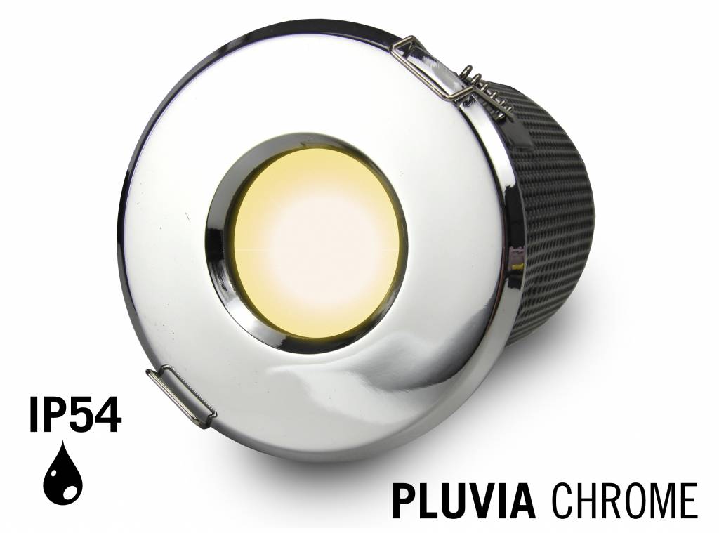 LED Inbouwspot PLUVIA, GU10 Armatuur, CHROME Rond, IP54 Badkamer