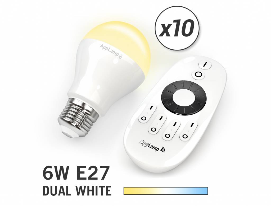 AppLamp Set van 10 Dual White 6W LED lampen + Afstandsbediening