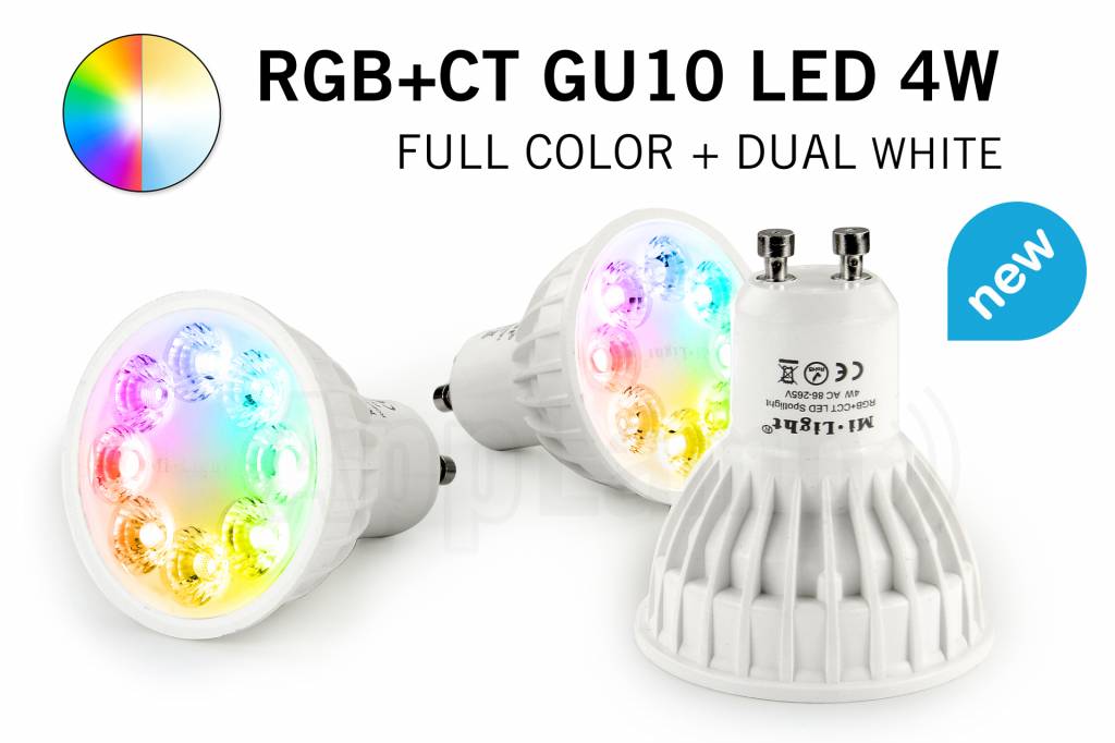 MR16 GU5.3 LED spotje, RGB Kleur en Dual White, 12V halogeen vervanger, RF, 4W