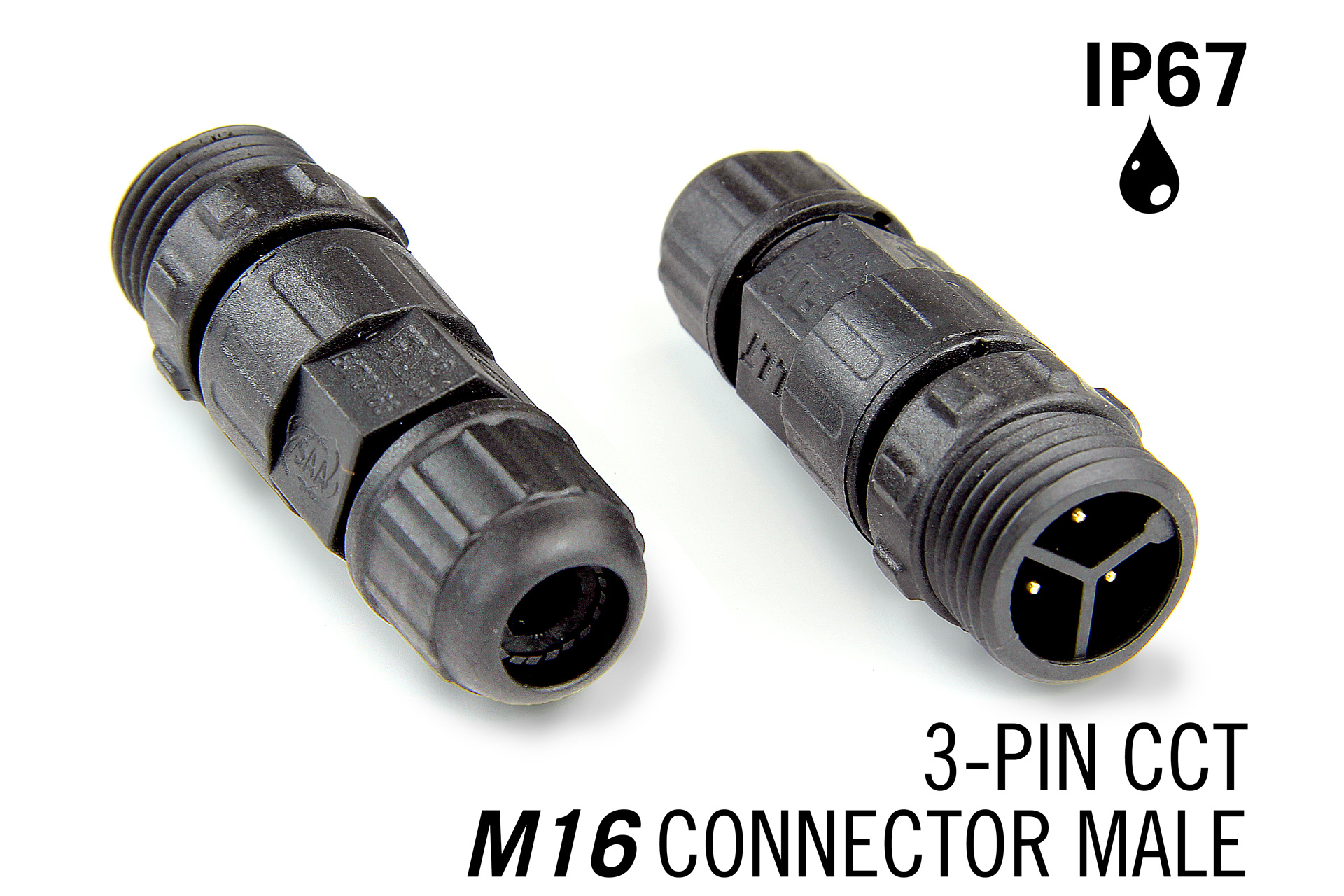 M16 3pin Male IP67 Waterdichte Cable Connector - CCT