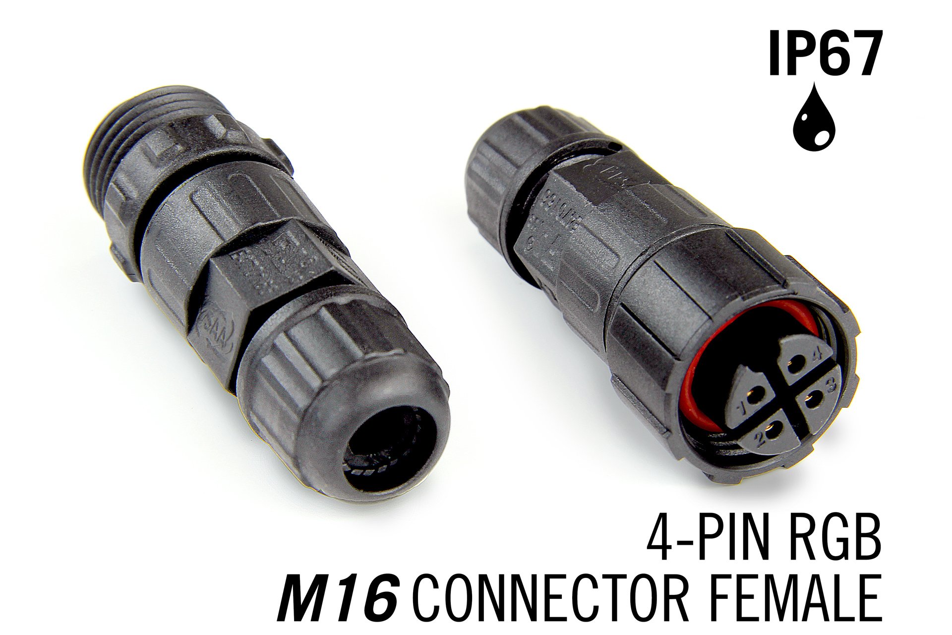 M16 4pin Female IP67 Waterdichte Cable Connector - RGB