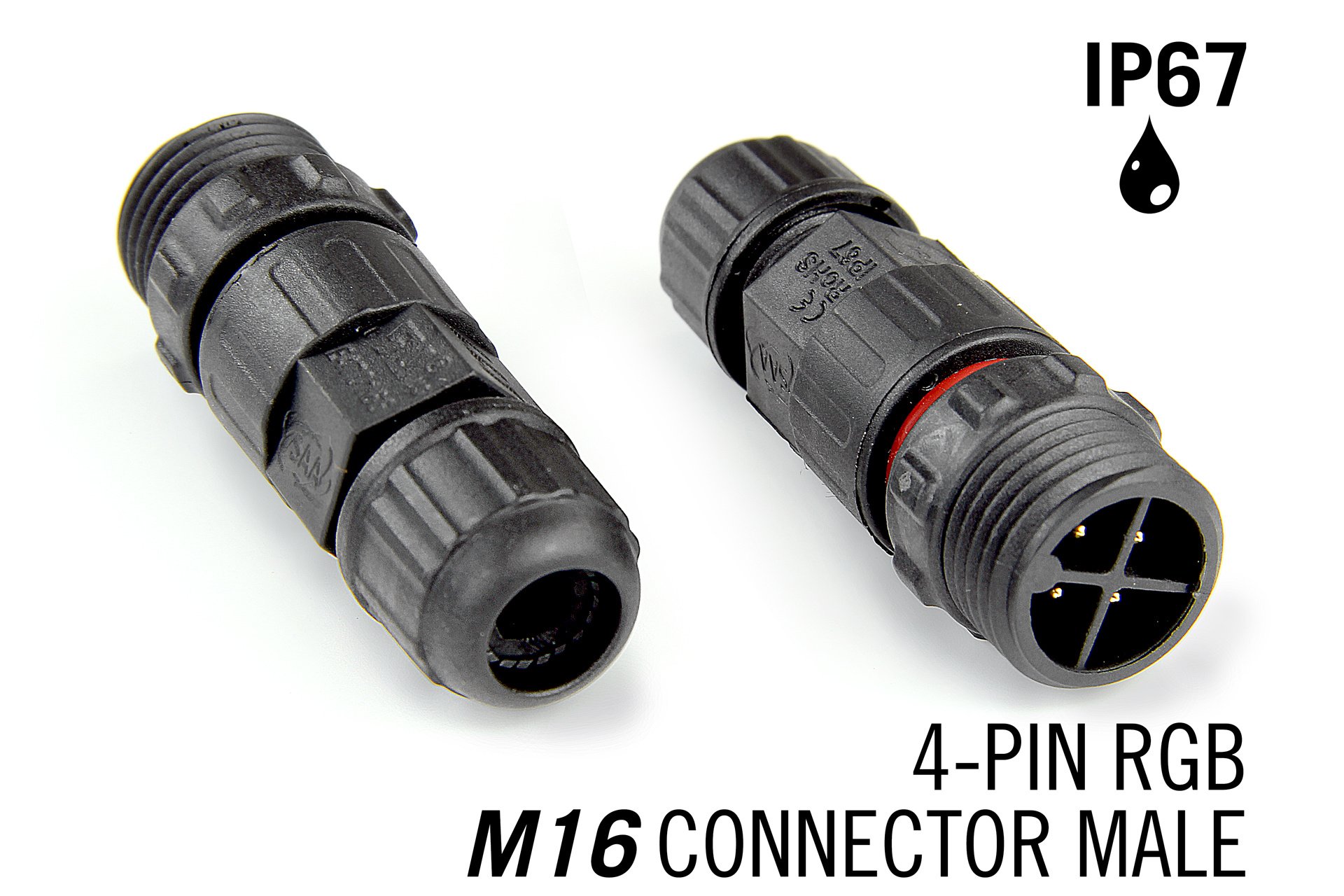 M16 4pin Male IP67 Waterdichte Cable Connector - RGB
