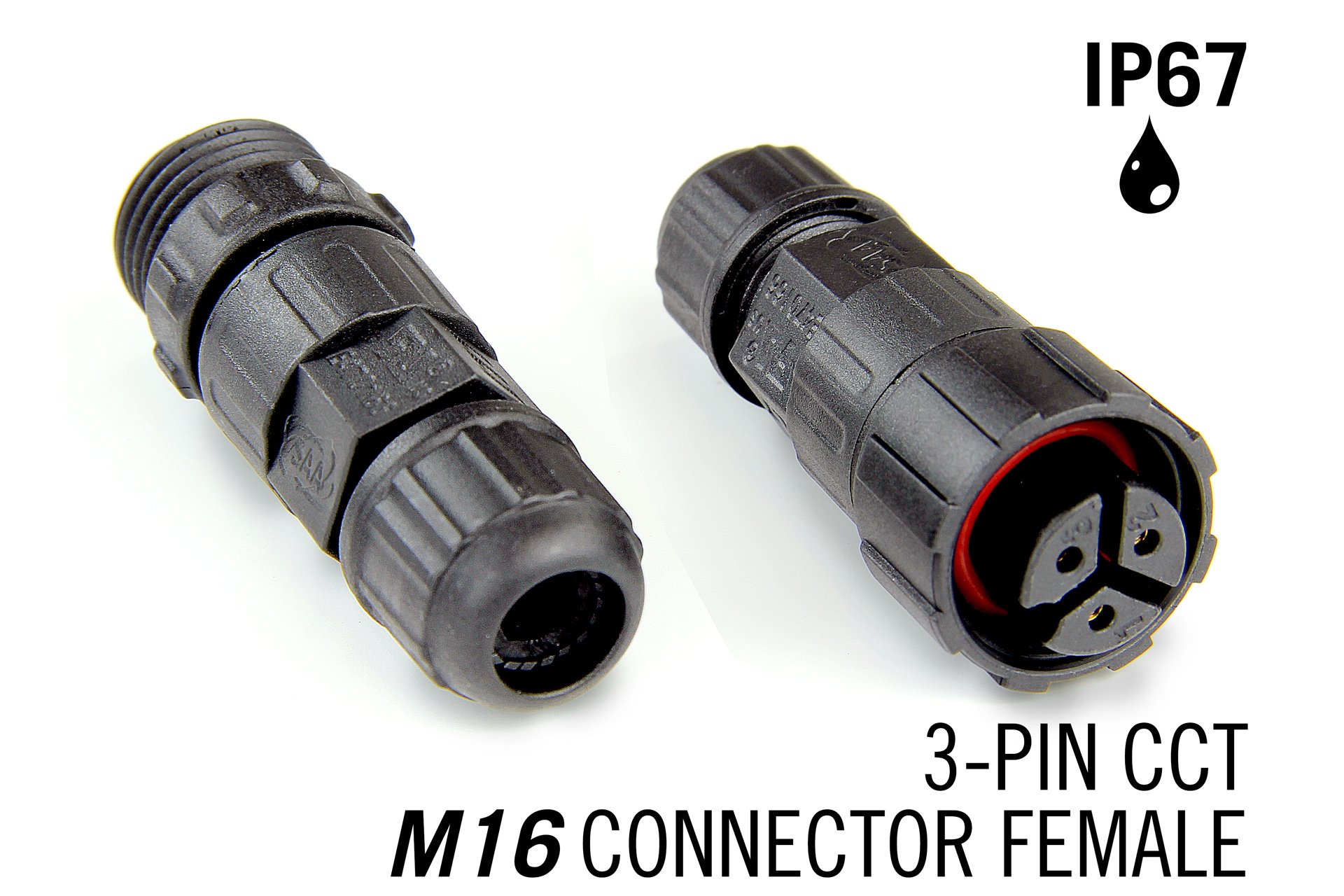 M16 3pin Female IP67 Waterdichte Cable Connector - CCT