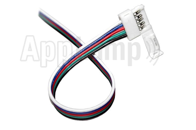 RGBW LED strip pigtail connector voor 12mm strips, soldeervrij, 15cm - 5 contacten