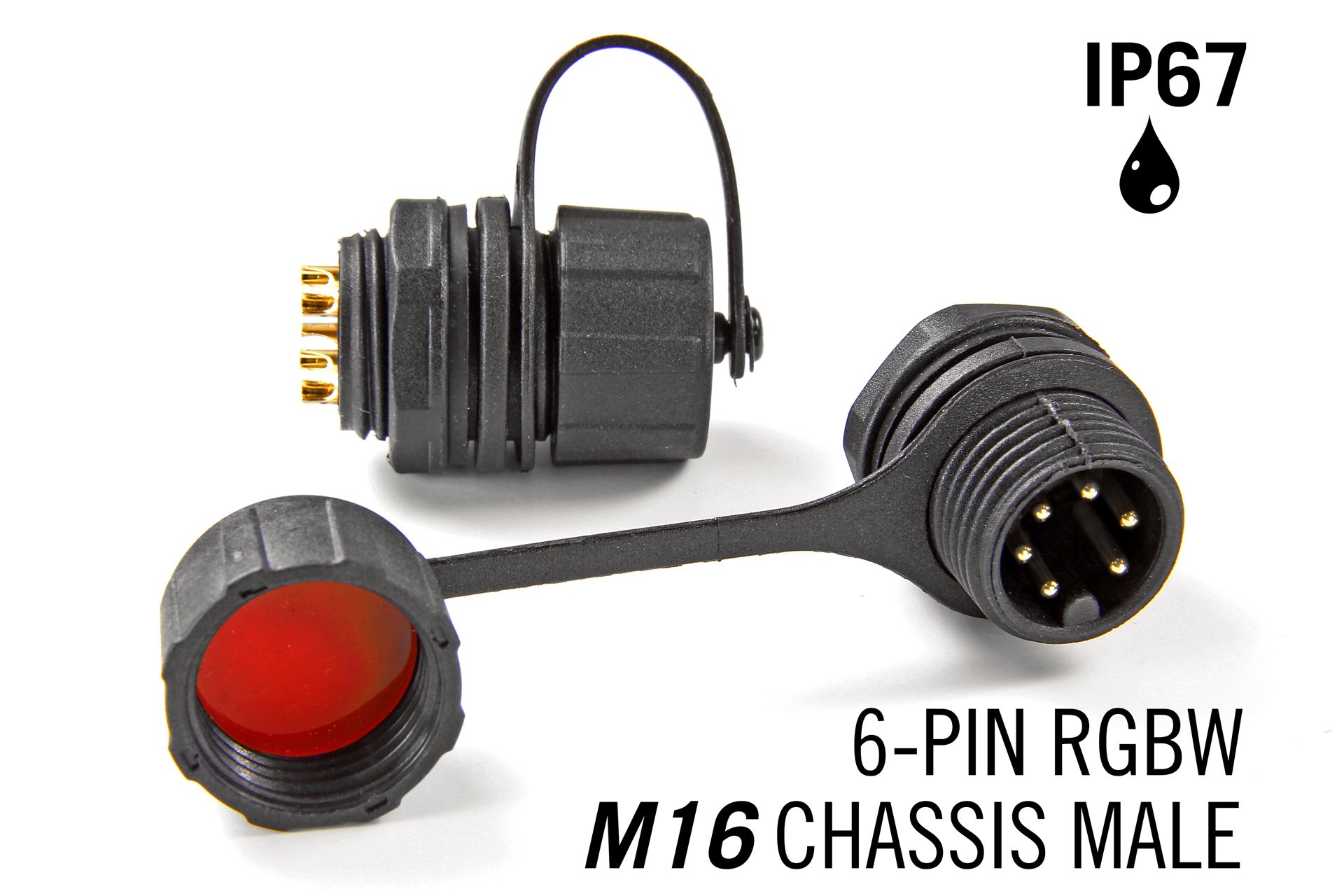 M16 6-pin Male Chassis IP67 Waterdichte Connector - RGBCCT