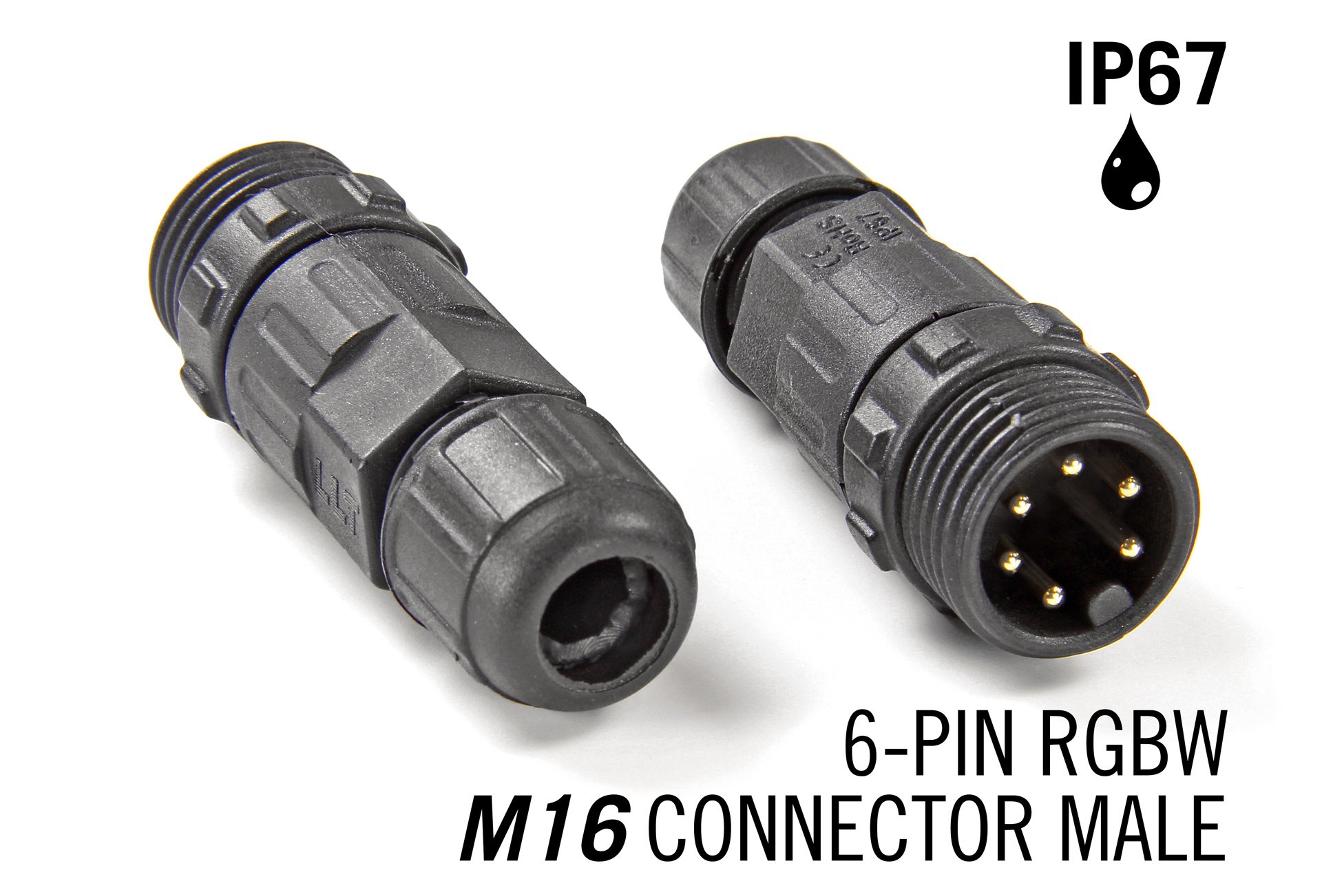 M16 6-pin Male IP67 Waterdichte Connector - RGBCCT