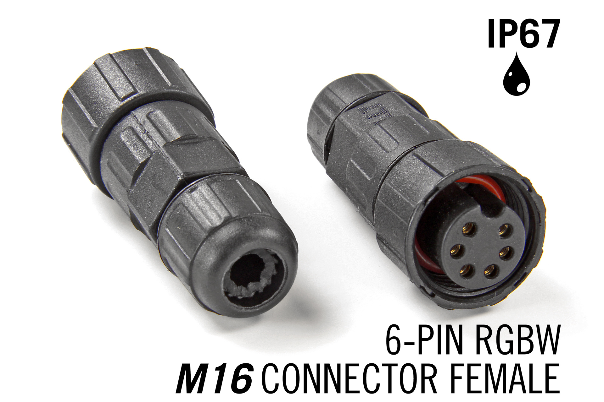 M16 6-pin Female IP67 Waterdichte Connector - RGBCCT