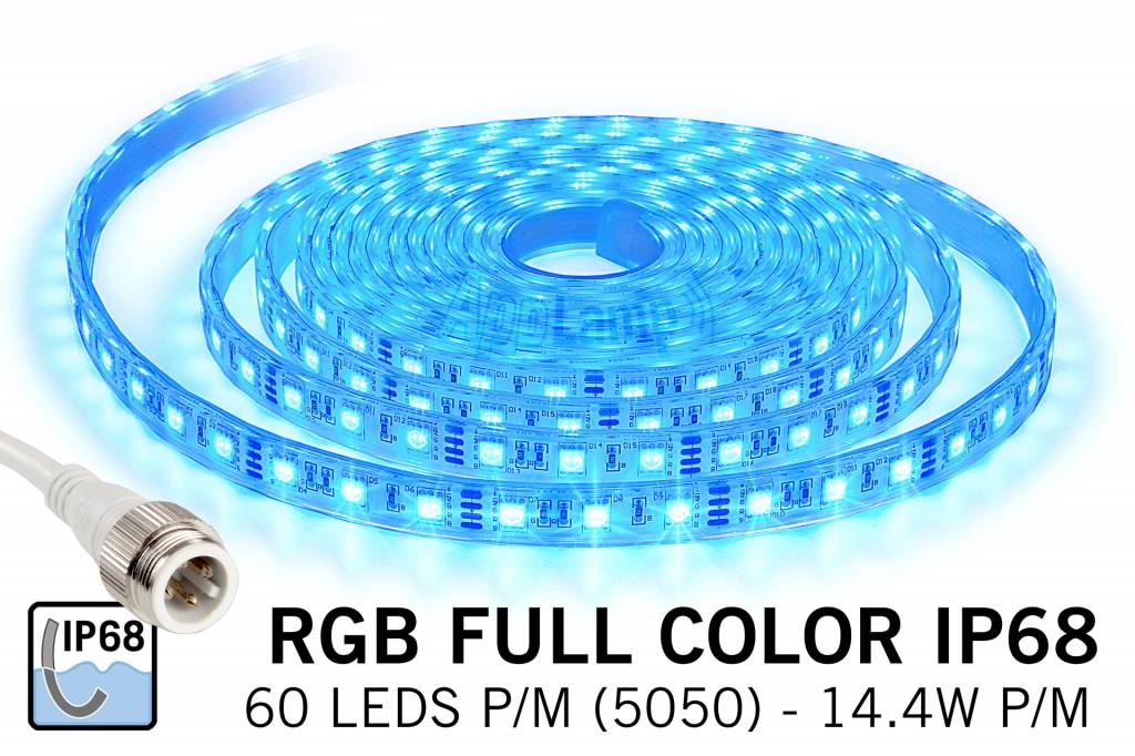 RGB IP68 Waterdicht Led Strip | 5m 60 Leds pm Type 5050 Losse Strip