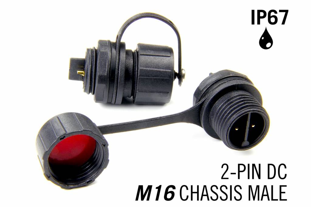M16 2pin Male Chassis IP67 Waterdichte Connector - DC